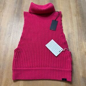 Peuterey‎ Wool Sleeveless Turtleneck Sweater Fisherman Knit Medium Fuchsia Pink